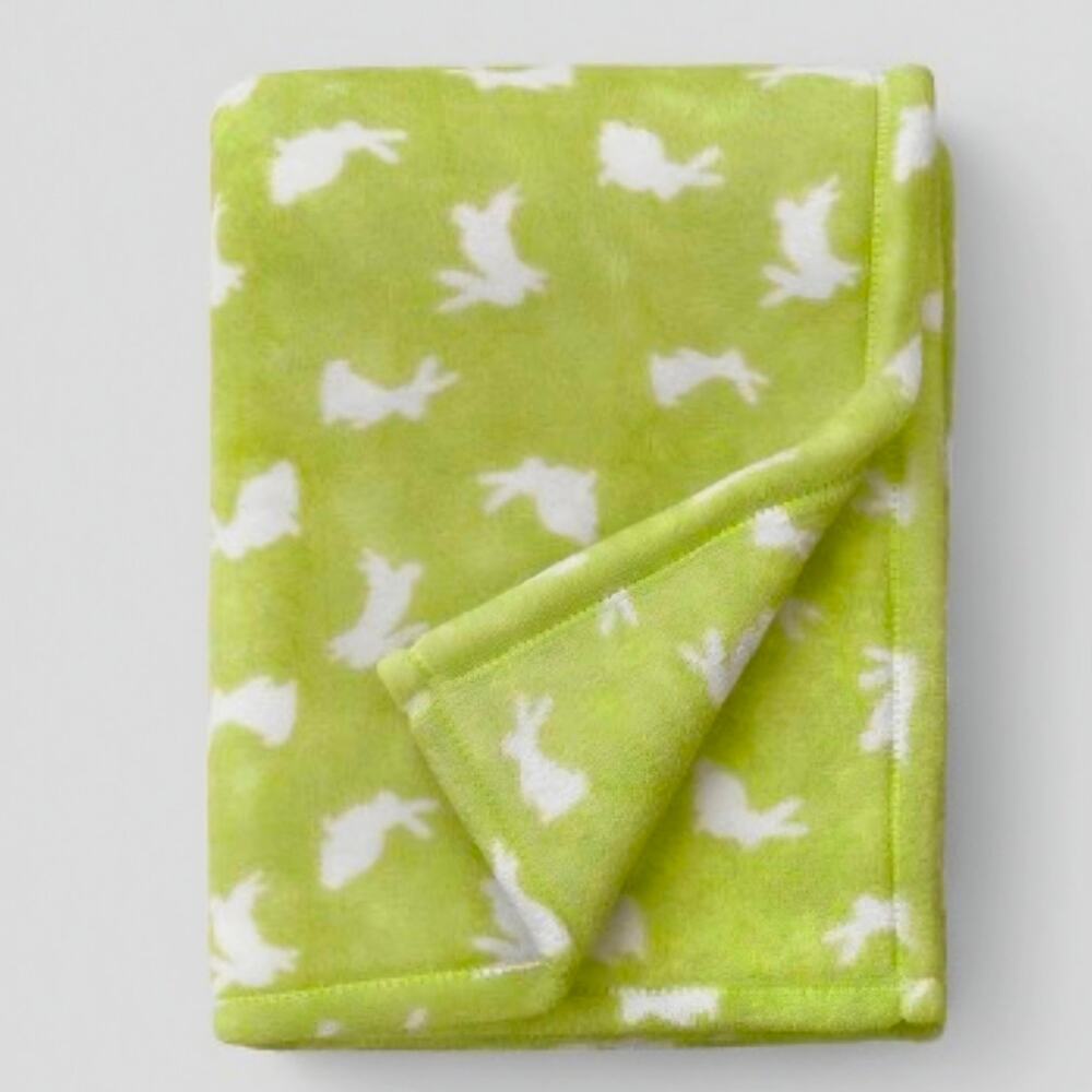 Easter Plush Bunny Printed Throw Blanket Green Ivory 60 × 50 Room Essentials NWT